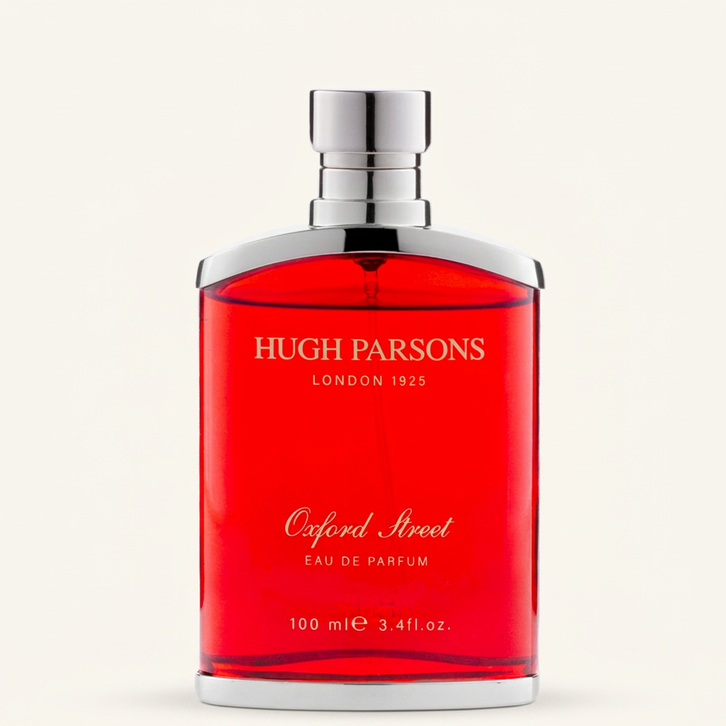 Flacon Hugh Parsons Oxford Street sur fond blanc, visuel studio