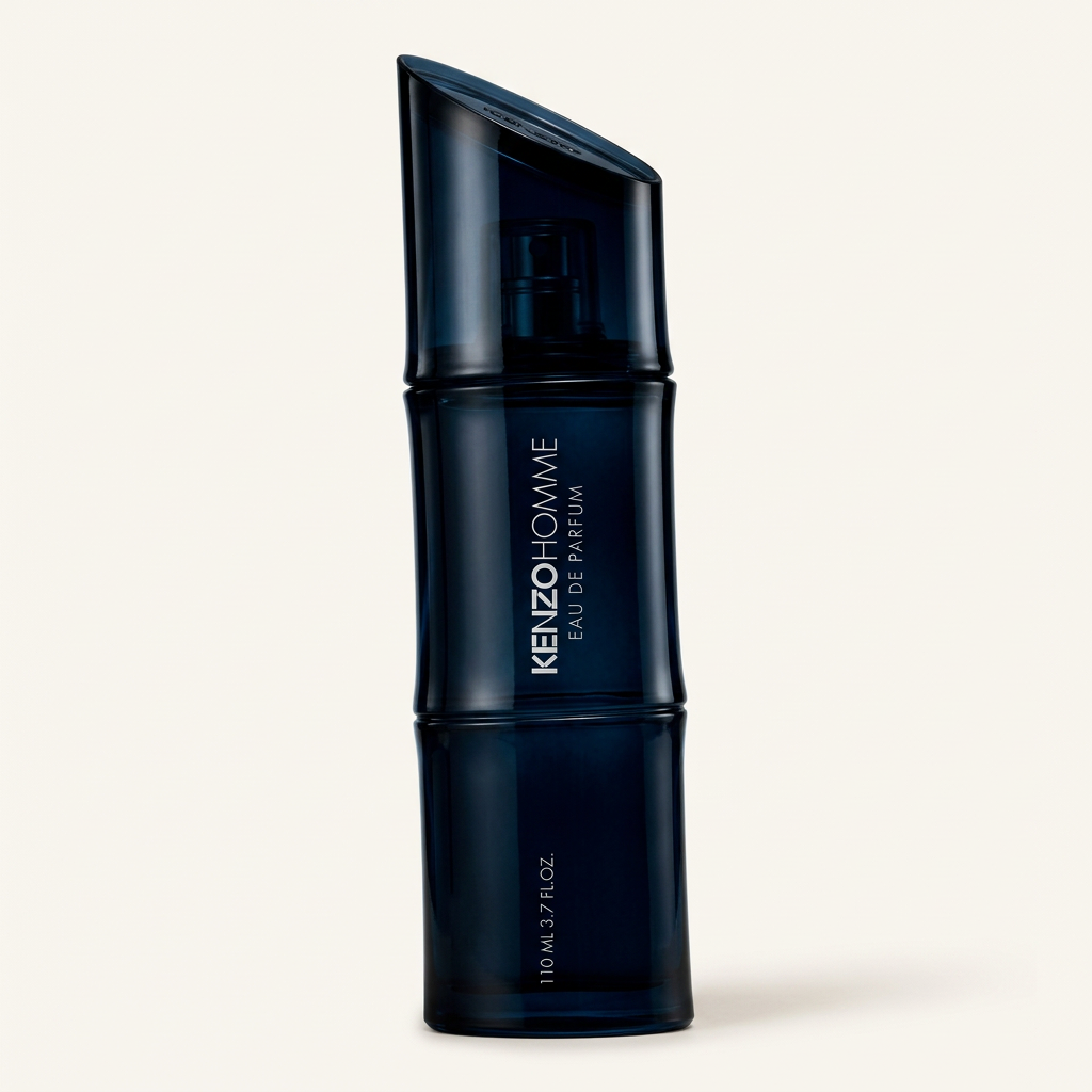 Flacon Kenzo Homme Eau de parfum sur fond blanc, visuel studio